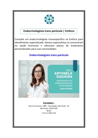 Endocrinologista trans particula  Emfoco