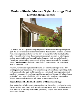 Modern Shade, Modern Style Awnings That Elevate Mesa Homes