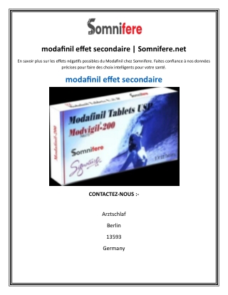 modafinil effet secondaire somnifere net