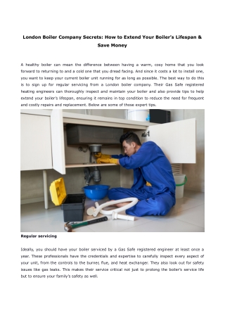 London Boiler Company Secrets How to Extend Your Boiler’s Lifespan & Save Money