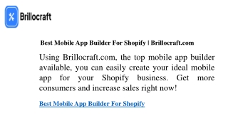 Best Mobile App Builder For Shopify  Brillocraft.com