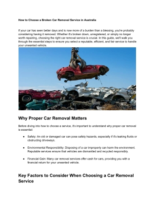 how to choose a broken car removal service