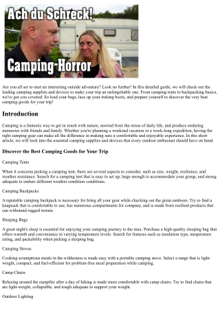 Discover the very best Camping Goods for Your Trip