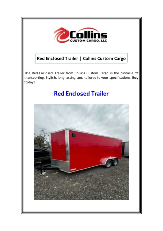 Red Enclosed Trailer Collins Custom Cargo