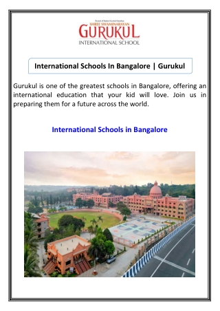 International Schools In Bangalore  Gurukul