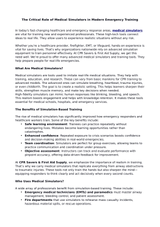 the critical role of medical simulators in modern
