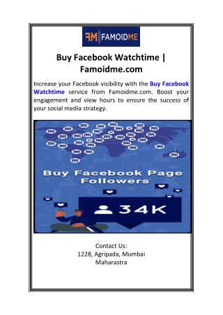 Buy Facebook Watchtime  Famoidme.com