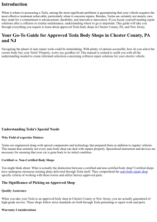 Your Best Guide for Approved Tesla Body Shops in Chester County, PA and NJ