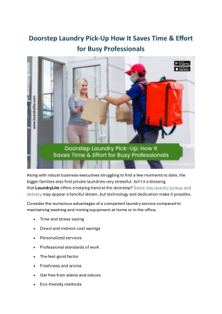Doorstep Laundry Pick-Up How It Saves Time & Effort for Busy Professionals