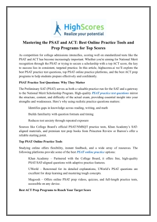 mastering the psat and act best online practice