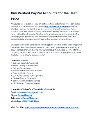 The Most Credible Site Buy Verified PayPal Accounts