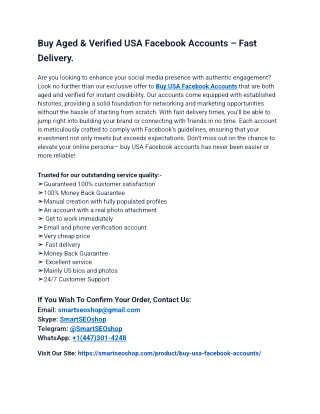 The Most Credible Site Buy USA Facebook Accounts