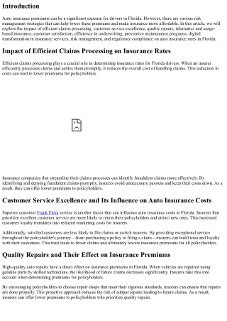 Risk Management Strategies for Lowering Auto Insurance Premiums in Florida