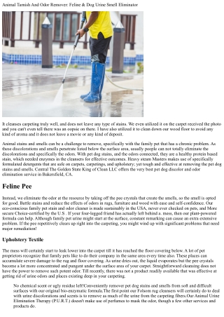 Animal Discolor And Odor Elimination Services