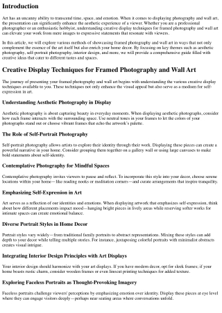 Creative Display Techniques for Framed Photography and Wall Art
