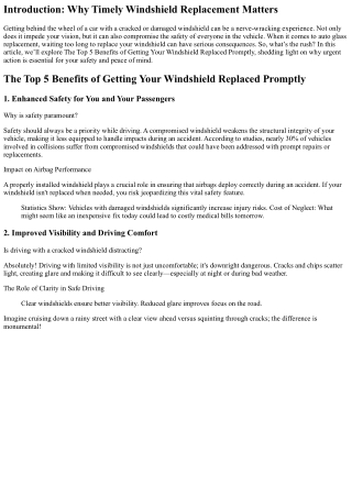 introduction why timely windshield replacement
