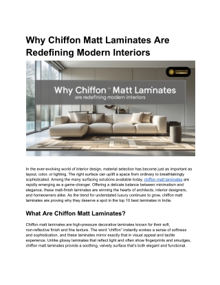 Why Chiffon Matt Laminates Are Redefining Modern Interiors