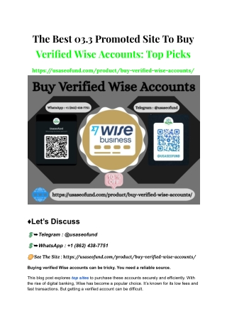 The Best 03.3 Promoted Site To Buy Verified Wise Accounts_ Top Picks