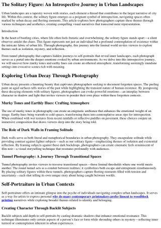 The Solitary Figure: An Introspective Journey in Urban Landscapes