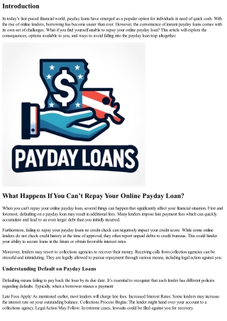 “What Happens If You Can’t Repay Your Online payday loan?”