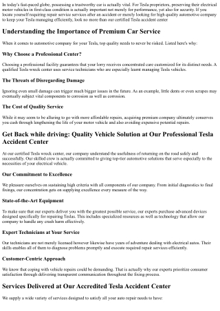 Return when traveling: Quality Automotive Service at Our Qualified Tesla Collisi
