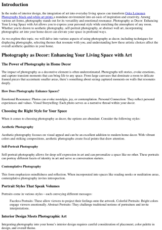 Photography as Decor: Enhancing Your Living Space with Art