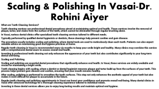 Scaling & Polishing In Vasai-Dr. Rohini Aiyer