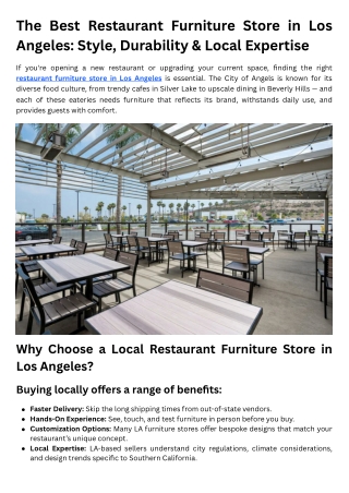 The Best Restaurant Furniture Store in Los Angeles Style, Durability & Local Expertise