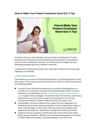 How to Make Your Product Fundraiser Stand Out 5 Tips
