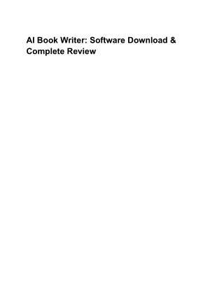 AI Book Writer_ Software Download & Complete Review
