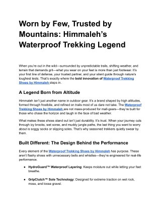 Worn by Few, Trusted by Mountains: Himmaleh’s Waterproof Trekking Legend