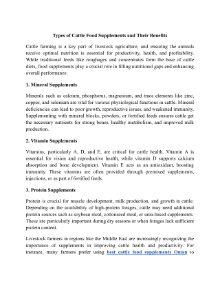 Types of Cattle Food Supplements and Their Benefits
