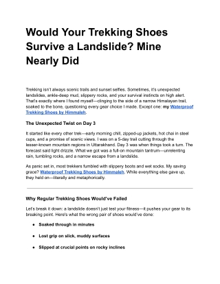 Would Your Trekking Shoes Survive a Landslide? Mine Nearly Did