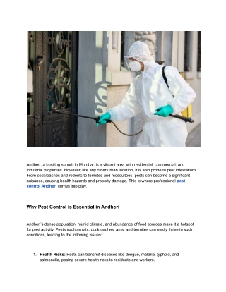 Best Pest Control Services in Andheri for Residential & Commercial Spaces