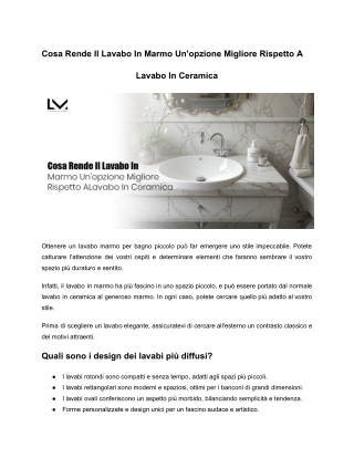 Cosa Rende Il Lavabo In Marmo Un'opzione Migliore Rispetto A Lavabo In Ceramica