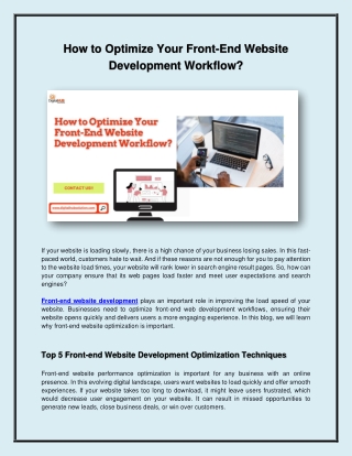 how to optimize your front end website