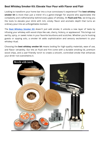 Best Whiskey Smoker Kit Elevate Your Pour with Flavor and Flair