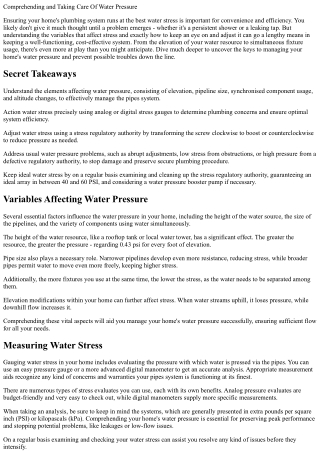 comprehending and taking care of water pressure