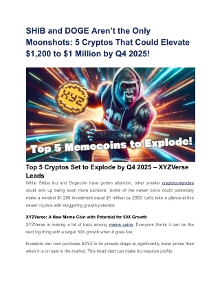 5 Cryptos That Could Skyrocket $1,200 to $1M by Year-End 2025