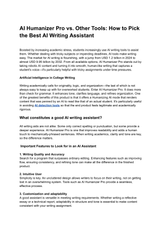AI Humanizer Pro vs. Other Tools_ How to Pick the Best AI Writing Assistant