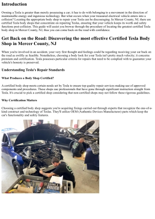 Return while driving: Locating the most effective Certified Tesla Body Shop in M