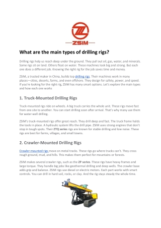What are the main types of drilling rigs?