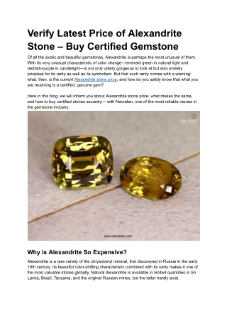 Verify Latest Price of Alexandrite Stone – Buy Certified Gemstone