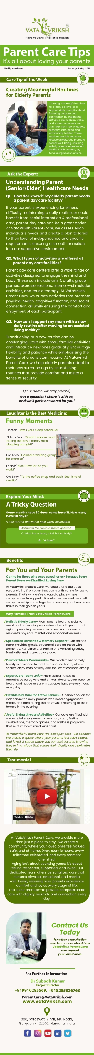 Creating Meaningful Routines for Elderly Parents | VataVriksh Parent Care