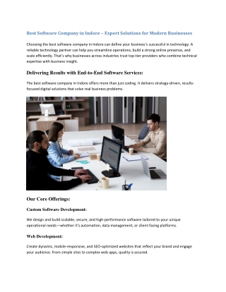 Best Software Company in Indore | Custom Software & IT Services Provider