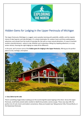 hidden gems for lodging in the upper peninsula