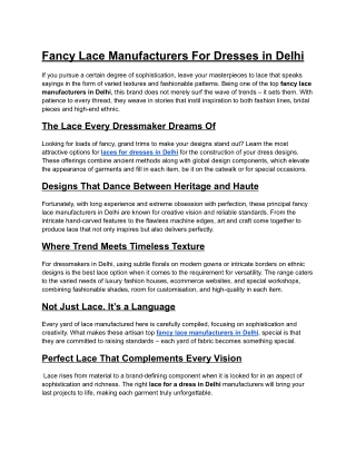 Fancy Lace Manufacturers For Dress In Delhi