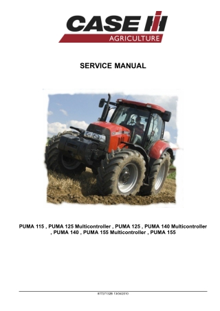 CASE IH PUMA 155 Tractor Service Repair Manual Instant Download