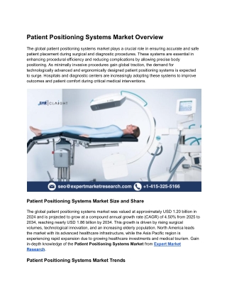 Patient Positioning Systems Market – Growth, Drivers & Forecast 2025–2034