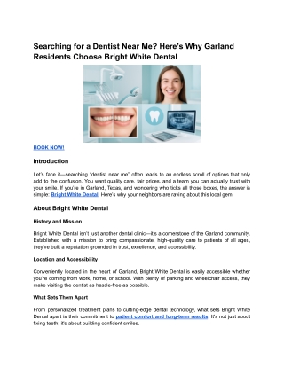 Searching for a Dentist Near Me? Here’s Why Garland Residents Choose Bright Whit